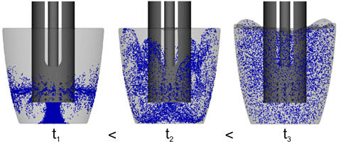 Simulation of the particle distribution during the stirring process