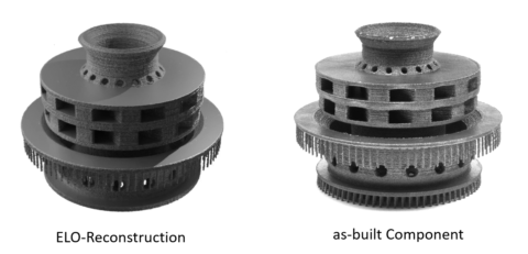 Comparison between 3D reconstruction from process observation data and final component